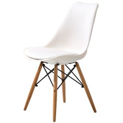Стілець Пегас Eames білий пластиковий із м'яким сидінням і дерев'яними ніжками Мікс Мебель Стілець Пегас Eames білий пластиковий із м'яким сидінням і дерев'яними ніжками Мікс Мебель