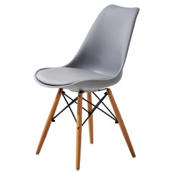 Обідній стілець Пегас Eames сірий пластиковий із м'яким сидінням і дерев'яними ніжками Мікс Мебель Обідній стілець Пегас Eames сірий пластиковий із м'яким сидінням і дерев'яними ніжками Мікс Мебель