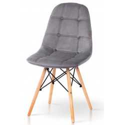 Велюровий кухонний стілець Джастін Сірий Eames з дерев'яними ніжками для кухні та вітальні Мікс Мебель Велюровий кухонний стілець Джастін Сірий Eames з дерев'яними ніжками для кухні та вітальні Мікс Мебель