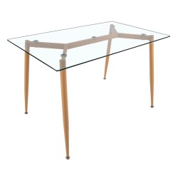 Скляний кухонний обідній стіл Джангл Glass 120×80 прямокутний на дерев'яних ніжках Мікс Мебель