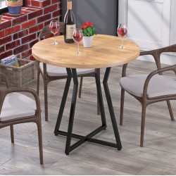 Стіл лофт кухонний круглий на металевій опорі Кейтлін Loft Design D-70 для обідньої зони Дуб Крафт Золотий