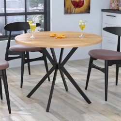 Стіл лофт кухонний круглий метровий Лерой Loft Design D-100 у вітальню, їдальню, обідню зону Дуб Крафт Золотий