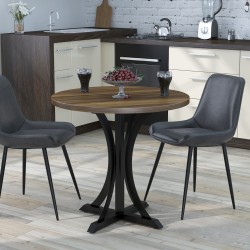 Стіл лофт кухонний круглий на фігурній металевій опорі Ральф Loft Design D-70 для обідньої зони Горіх Модена