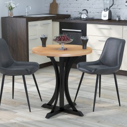 Стіл лофт кухонний круглий на фігурній металевій опорі Ральф Loft Design D-70 для обідньої зони Дуб Крафт Золотий