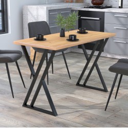 Стіл обідній на двох опорах Волес Loft Design 120х65 у вітальню, їдальню, обідню зону Дуб Крафт Золотий