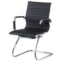 Конференц-крісло чорне на полозах із підлокітниками тонке Special4You Solano Office Artleather Black