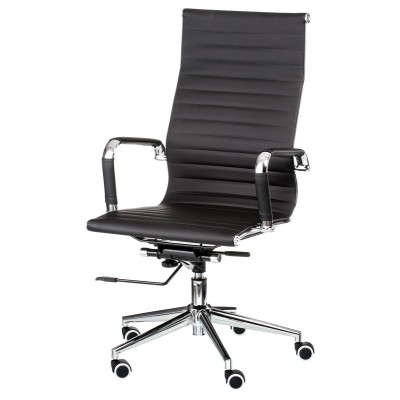 Крісло офісне тонке з високою спинкою для персоналу Solano artleather чорний Special4You, крісло Слім Крісло офісне тонке з високою спинкою для персоналу Solano artleather чорний Special4You, крісло Слім