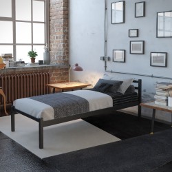 Односпальне ліжко металеве в стилі Loft Industrial з рівними формами Лідс Тенеро 90х190(200), чорне срібло/черне золото/чорна мідь/біле срібло/білий оксамит