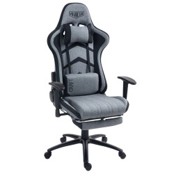 Ігрове комп'ютерне крісло сіре VR Racer Textile Craft AMF з механізмом TILT для геймера з висувною підставкою для ніг