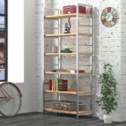 Офісний стелаж високий відкритий лофт на 6 поличок L-190 NEW Loft Design Хром, Дуб Крафт Золотий Офісний стелаж високий відкритий лофт на 6 поличок L-190 NEW Loft Design Хром, Дуб Крафт Золотий