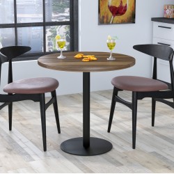 Барний обідній стіл круглий лофт для дому BS-450 D-800 Loft Design Горіх Модена