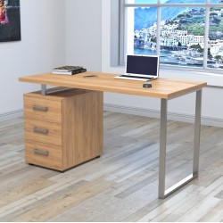 Письмовий однотумбовий сучасний стіл для дому, офісу L-27 Loft Design Дуб Крафт Золотий Письмовий однотумбовий сучасний стіл для дому, офісу L-27 Loft Design Дуб Крафт Золотий