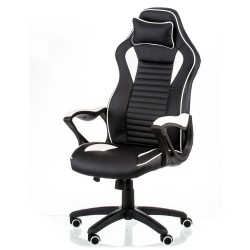 Спортивне офісне крісло комп'ютерне з подушкою під шию Nero black/white Special4You Спортивне офісне крісло комп'ютерне з подушкою під шию Nero black/white Special4You