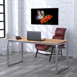 Письмовий сучасний стіл мінімалізм без тумб лофт Q-160 Loft Design 18 мм, Дуб Крафт Золотий Письмовий сучасний стіл мінімалізм без тумб лофт Q-160 Loft Design 18 мм, Дуб Крафт Золотий