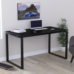 Письмовий офісний стіл на металевих опорах Q-135-18 Black без дряпки Loft Design Чорний каркас чорний