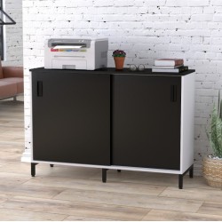 Тумба офісна розсувна LS-1200-830 каркас Білий фасад Чорний Loft Design Тумба офісна розсувна LS-1200-830 каркас Білий фасад Чорний Loft Design