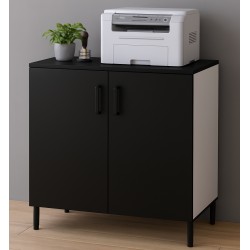 Офісна двостулкова тумба дводверна LT-900-830 каркас Білий фасад Чорний Loft Design