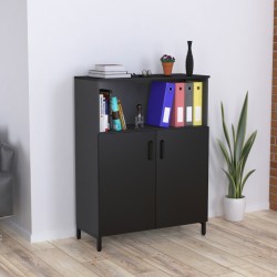 Тумба офісна двостулкова LTO-900-1200 каркас Антрацит фасад Чорний Loft Design Тумба офісна двостулкова LTO-900-1200 каркас Антрацит фасад Чорний Loft Design