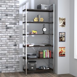 Офісний стелаж високий відкритий лофт на 6 поличок L-190 NEW Loft Design Сріблястий каркас і ДСП