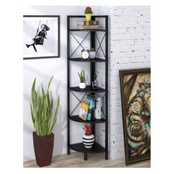 Відкритий поличний стелаж лофт кутовий для дому L-175 ДСП Чорний Loft Design Відкритий поличний стелаж лофт кутовий для дому L-175 ДСП Чорний Loft Design