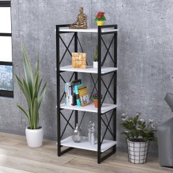 Білий відкритий стелаж у стилі лофт на чотири полиці Скіф-4-550 Loft Design Білий відкритий стелаж у стилі лофт на чотири полиці Скіф-4-550 Loft Design