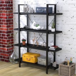 Відкритий стелаж у стилі лофт для книг Сингл 4-1200 Чорний Loft Design Відкритий стелаж у стилі лофт для книг Сингл 4-1200 Чорний Loft Design