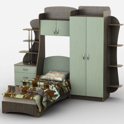 Комплект корпусних меблів для дитячої кімнати Д-4 з ліжком комодом шафою полицями антресолю Тіса Меблі