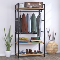 Відкритий металевий Стелаж для одягу LV-100 Loft Design Дуб Крафт Золотий Відкритий металевий Стелаж для одягу LV-100 Loft Design Дуб Крафт Золотий