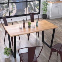 Стіл лофт прямокутний обідній для кухні Трапеція Loft Design Дуб Крафт Золотий