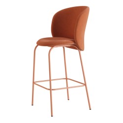 Напівбарний стілець Lilo Exclusive Terracotta Velvet на металевих ніжках для кухні та барної стійки Lovko