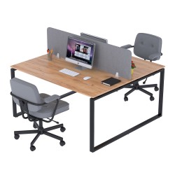 Стильний подвійний письмовий стіл ND2-160x140 Дуб Крафт Золотий Loft Design Open Office в офіс кабінет кабінет open-space Стильний подвійний письмовий стіл ND2-160x140 Дуб Крафт Золотий Loft Design Open Office в офіс кабінет кабінет open-space