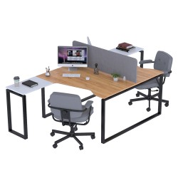 Кутовий подвійний письмовий стіл ND2U-135 Дуб Крафт Золотий Білий Loft Design Open Office в офіс кабінет кабінет open-space Кутовий подвійний письмовий стіл ND2U-135 Дуб Крафт Золотий Білий Loft Design Open Office в офіс кабінет кабінет open-space