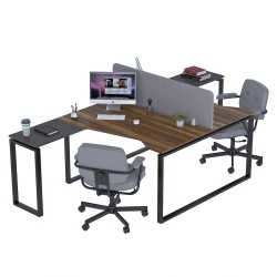 Кутовий подвійний письмовий стіл ND2U-135 Горіх Модена Антрацит Loft Design Open Office в офіс кабінет кабінет open‐space Кутовий подвійний письмовий стіл ND2U-135 Горіх Модена Антрацит Loft Design Open Office в офіс кабінет кабінет open‐space