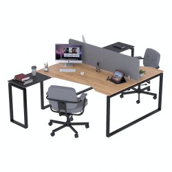 Подвійний письмовий стіл кутовий ND2U-160 Дуб Крафт Золотий Антрацит Loft Design Open Office в офіс кабінет кабінет open-space Подвійний письмовий стіл кутовий ND2U-160 Дуб Крафт Золотий Антрацит Loft Design Open Office в офіс кабінет кабінет open-space