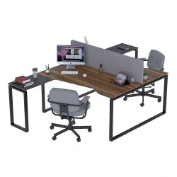 Подвійний письмовий стіл кутовий ND2U-160 Горіх Модена Антрацит Loft Design Open Office в офіс кабінет кабінет open-space Подвійний письмовий стіл кутовий ND2U-160 Горіх Модена Антрацит Loft Design Open Office в офіс кабінет кабінет open-space