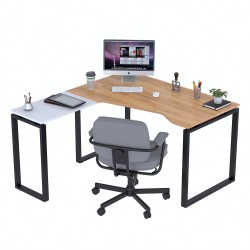 Кутовий письмовий стіл на металевих опорах NDU-135 Дуб Крафт Золотий Білий Loft Design Open Office в офіс open space Кутовий письмовий стіл на металевих опорах NDU-135 Дуб Крафт Золотий Білий Loft Design Open Office в офіс open space