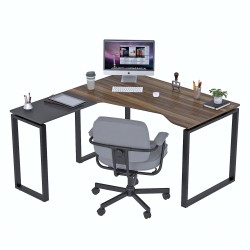Кутовий письмовий стіл на металевих опорах NDU-135 Горіх Модена Антрацит Loft Design Open Office в офіс open space Кутовий письмовий стіл на металевих опорах NDU-135 Горіх Модена Антрацит Loft Design Open Office в офіс open space