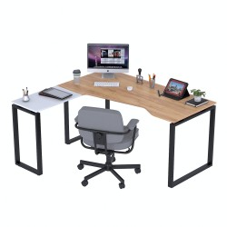 Кутовий письмовий стіл на металевих опорах NDU-160 Дуб Крафт Золотий Білий Loft Design Open Office в офіс open space Кутовий письмовий стіл на металевих опорах NDU-160 Дуб Крафт Золотий Білий Loft Design Open Office в офіс open space