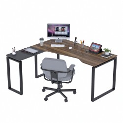 Кутовий письмовий стіл на металевих опорах NDU-160 Горіх Модена Антрацит Loft Design Open Office в офіс open space Кутовий письмовий стіл на металевих опорах NDU-160 Горіх Модена Антрацит Loft Design Open Office в офіс open space