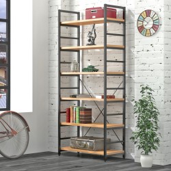 Офісний стелаж високий відкритий лофт на 6 поличок L-190 NEW Loft Design Дуб Крафт Золотой, Чорний