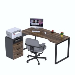 Кутовий письмовий стіл на металевих опорах NDTU-3S-160 Горіх Модена Антрацит Loft Design Open Office в офіс open space Кутовий письмовий стіл на металевих опорах NDTU-3S-160 Горіх Модена Антрацит Loft Design Open Office в офіс open space