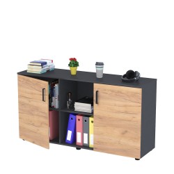 Офісна двостулкова тумба дводверна LT-141-75 Дуб Крафт Золотий Антрацит Loft Design Open Office