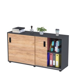 Офісна розсувна тумба дводверна LS-141-75 Дуб Крафт Золотий Антрацит Loft Design