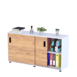 Офісна розсувна тумба дводверна LS-141-75 Дуб Крафт Золотий Білий Loft Design Open Office