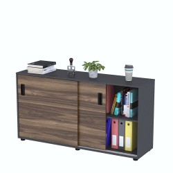 Офісна розсувна тумба дводверна LS-141-75 Горіх Модена Антрацит Loft Design