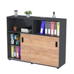 Офісна розсувна тумба дводверна LS-141-75 Дуб Крафт Золотий Антрацит Loft Design