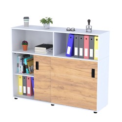 Офісна тумба дводверні двері розсувні LSN-141-115 Дуб Крафт Золотий Білий Loft Design