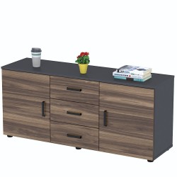 Містка тумба дві двері три висувні ящики NTB-140-62 Горіх Модена Білий Loft Design