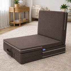 Безкаркасне крісло-трансформер Flex Fold Family Sleep Коричневе, матрац-пуф 10 см для сну на підлозі Transform Collection Безкаркасне крісло-трансформер Flex Fold Family Sleep Коричневе, матрац-пуф 10 см для сну на підлозі Transform Collection
