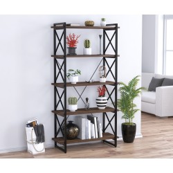 Відкритий гарний стелаж лофт на 5 полиць Скіф-5-920 Loft Design Каркас чорний Горіх Модена Відкритий гарний стелаж лофт на 5 полиць Скіф-5-920 Loft Design Каркас чорний Горіх Модена
